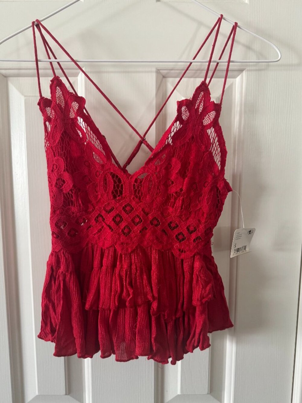 Free People Cherry Red Adella Cami Top Shirt Size S Small New with Tags